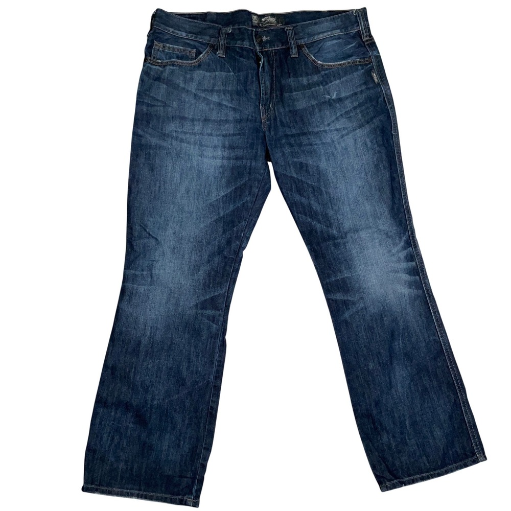 Silver Jeans Co Jeans Mens 36x30 Blue Nash Whisker Straight Western Stitch Denim - Picture 1 of 12